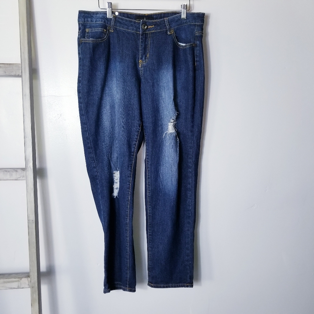 BABY PHAT DISTRESSED HIGH RISE JEANS SIZE 11